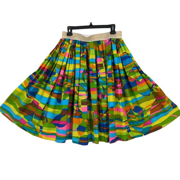 Vintage 60's Neon Bright Pop Art Knee Length GATHERED SKIRT Retro Costume M L XL - Picture 1 of 11